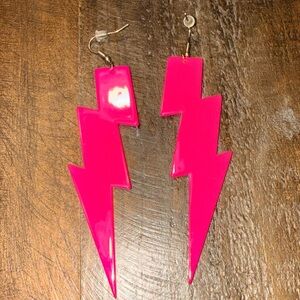 Pink Lightning Bolt Earrings